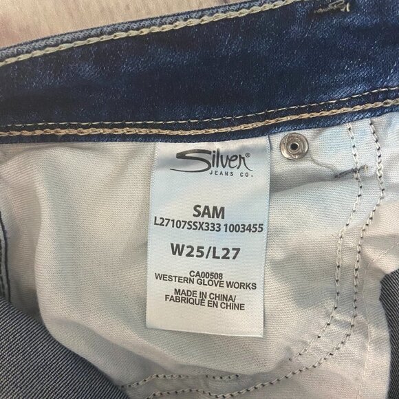 Silver Jeans 'Sam' Women's Size 25 (26 x 28) Straight leg Low Rise Distressed - Picture 11 of 13